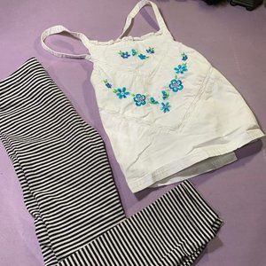 2 pc MCKids Cotton Tank Top Embroidered And Legging Size 4T